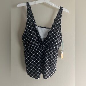 Women’s Cropped Tankini Top Plus Size 2X Gingham